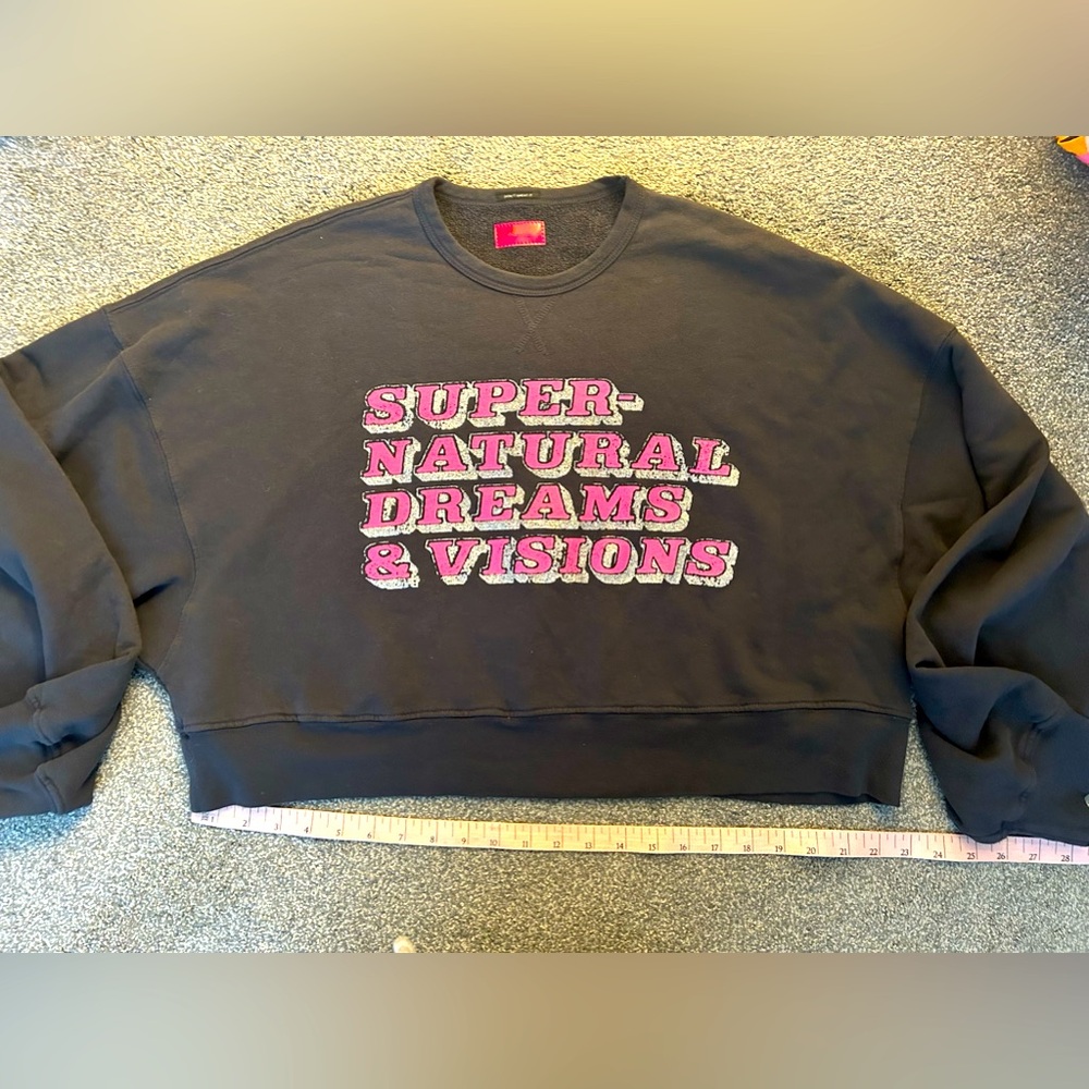 Mother denim cropped sweatshirt style the winger color supernatural top sz M